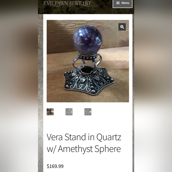 Evil Pawn Jewelry Amethyst Quartz Stainless steel Vera stand for crystals Boho - Picture 15 of 17